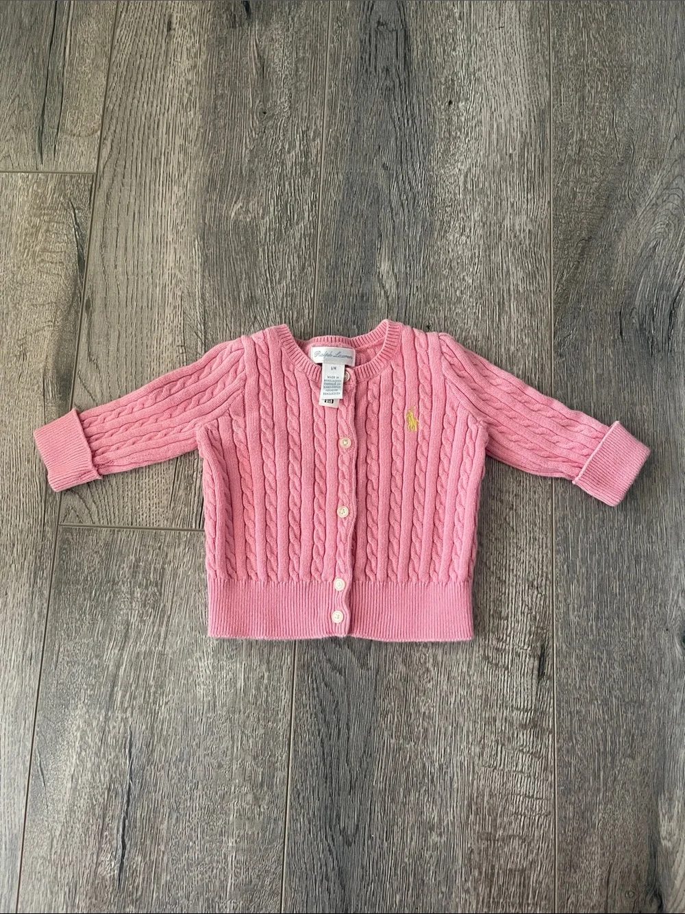 Ralph Lauren Pink Cable Knit Baby Cardigan